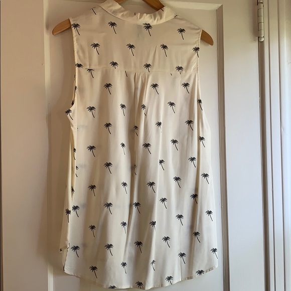 H&M Button Down Palm Tree Tank, Cream/Black - Picture 4 of 4